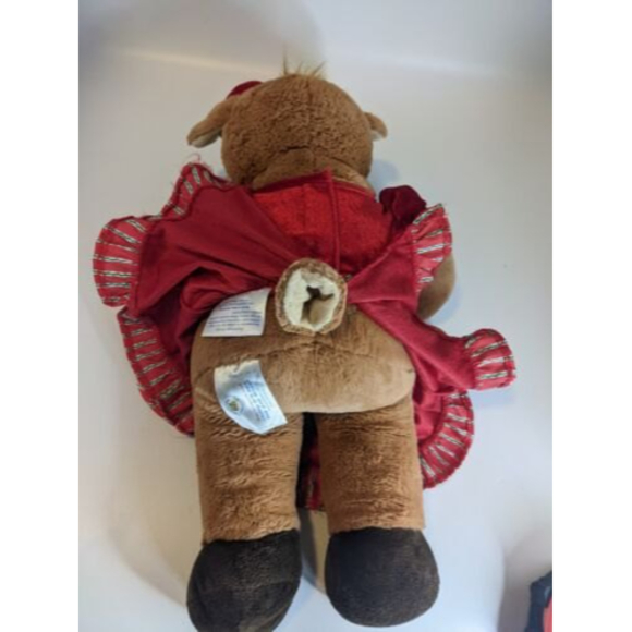 Build A Bear Holly Girl Moose 18” Christmas Plush W/Red Christmas Dress, Red Bow - Picture 7 of 10